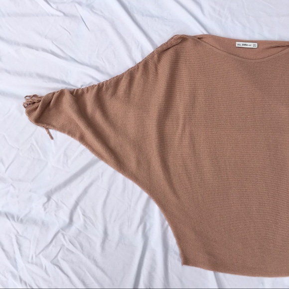 Blush dusty pink Zara slouchy dolman tie sweater - Picture 10 of 14